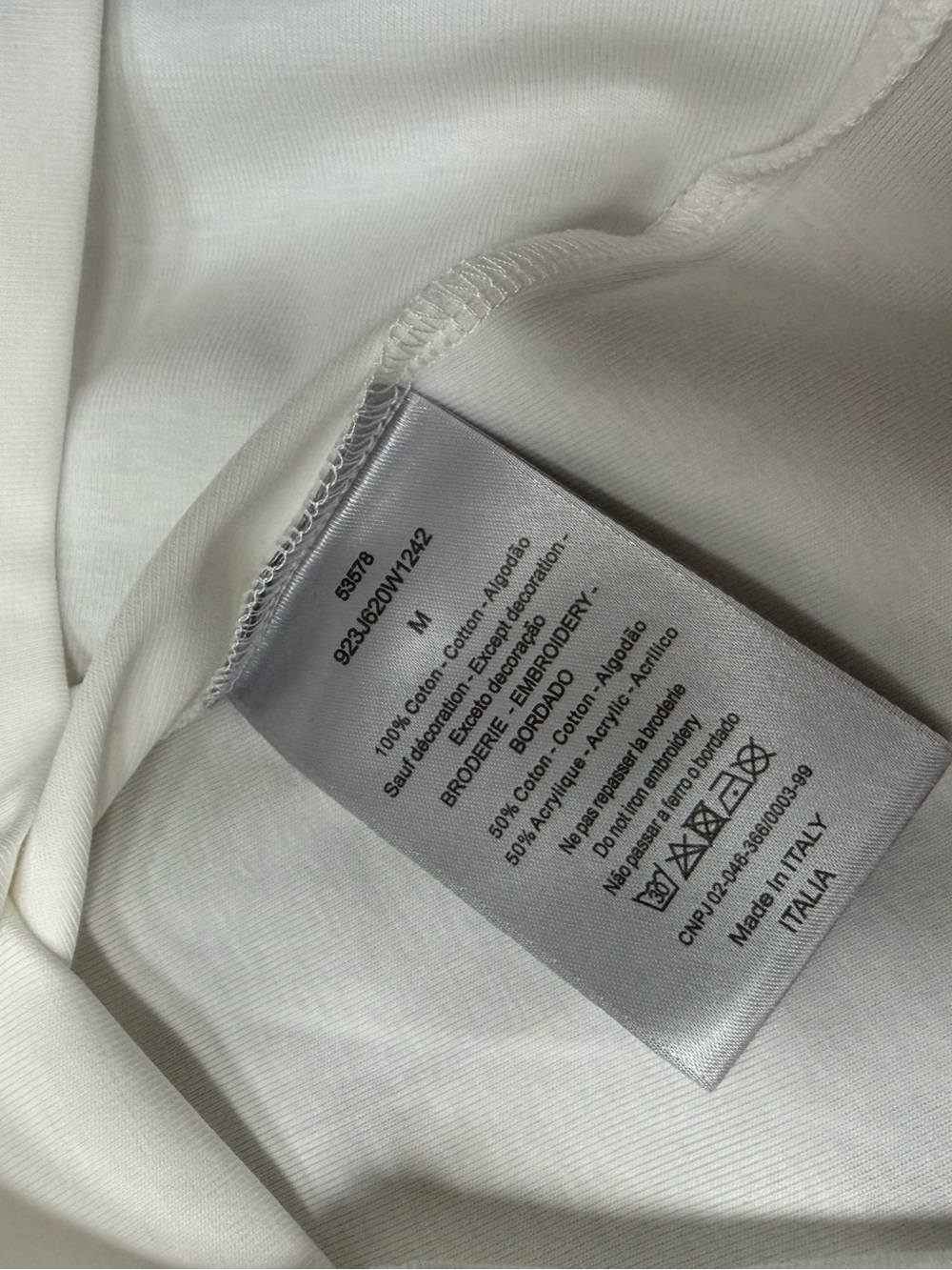 Dior White woman’s  Tee with Subtle Embroidered Motif - Picture 7 of 7